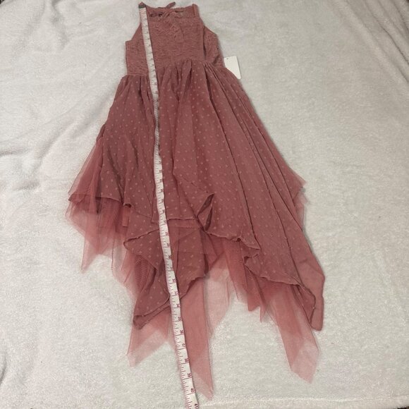 Joyfolie Oliviah Ashe Rose Dress W/ Lace & Polka Dots Handkerchief Hem Sz 7 - Picture 9 of 16